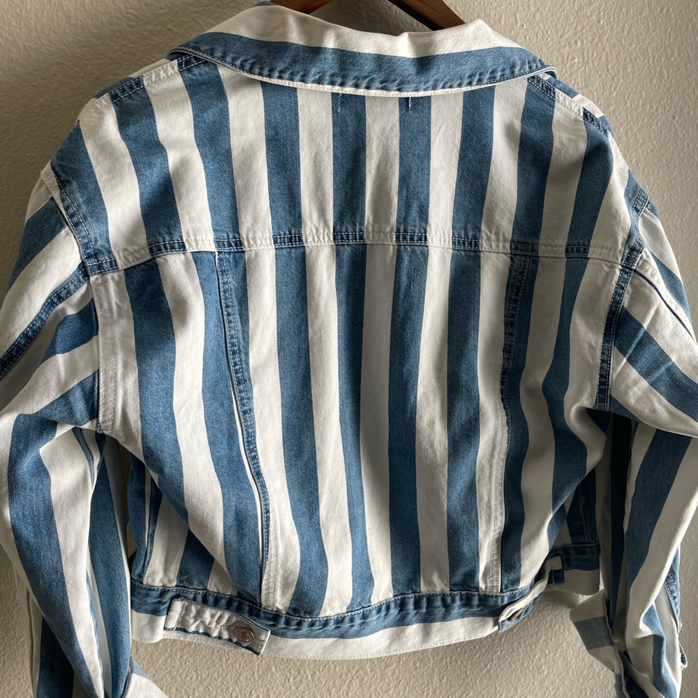 Striped jean jacket